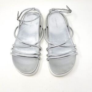 Marc Fisher Silver Ankle Strap Sandals